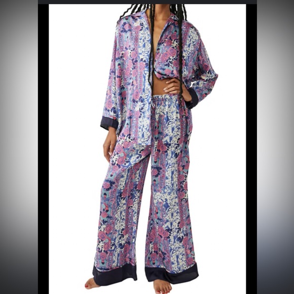 Free People Other - Free People Pink and Blue Floral Pajama Set